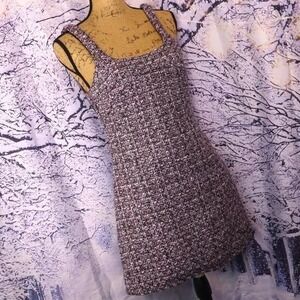TWEED CHECK MINI DRESS L Zara NWT Pink Metallic Boucle Sweater Fall Pastel Y2K